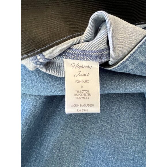 Highway Jeans Flare Jeans Womens 3X Blue Denim Elastic Waist Raw Hem Stretch - Picture 5 of 9